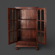 Originelle Vitrine - Glastüren mit 2 Schubladen
