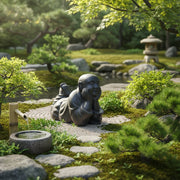 Reclining monk statue
