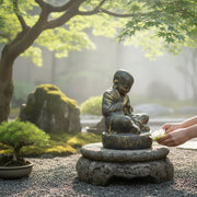 Statue Mönch Prior in Meditation – Goldener Glanz