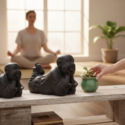 Reclining monk statue