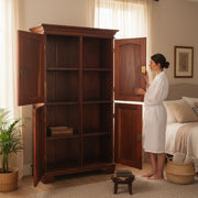 Kleiderschrank, 4-türig, aus 100 % original restauriertem Sheesham-Holz