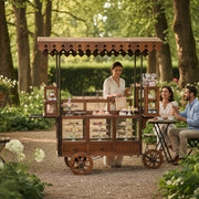Teak Trolley with Cover - Artisanal Mobile Stand