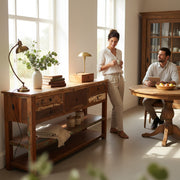 Grande Console en Bois Massif Recyclé - Meuble d'Entrée Élégant