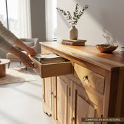 Buffet en Bois de Rose Sheesham - 3 Tiroirs 3 Portes