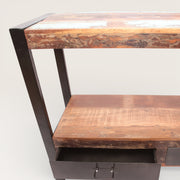 Large Recycled Metal and Wood Console Table
