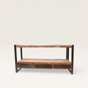 Large Recycled Metal and Wood Console Table