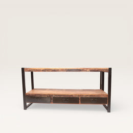 Large Recycled Metal and Wood Console Table