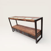 Large Recycled Metal and Wood Console Table