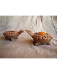 Bougeoir en terre cuite tortue