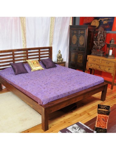 Couvre-lit indien brodé - violet