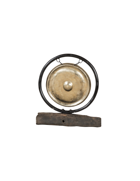 Gong et support avec base en bois