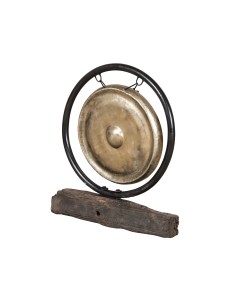 Gong et support avec base en bois 2