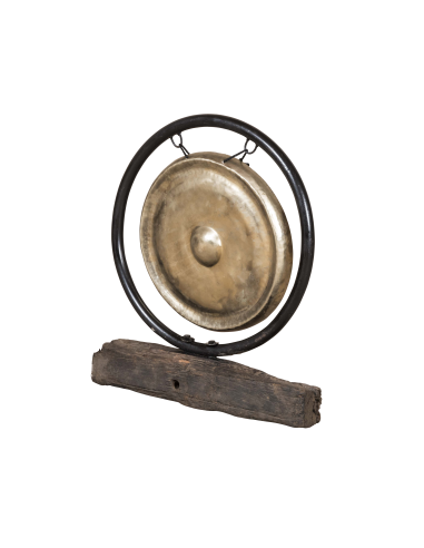 Gong et support avec base en bois