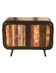 Commode bois et métal recyclé - H 61 x 83 x 40 cm