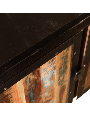 Commode bois et métal recyclé - H 61 x 83 x 40 cm