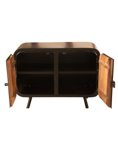 Commode bois et métal recyclé - H 61 x 83 x 40 cm