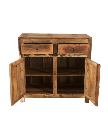 Commode en bois recyclé 2 portes et 2 tiroirs - H 85 * 90 * 45 cm