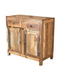 Commode en bois recyclé 2 portes et 2 tiroirs - H 85 * 90 * 45 cm