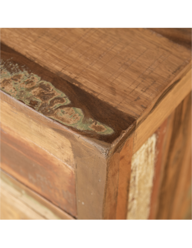 Commode en bois recyclé 2 portes et 2 tiroirs - H 85 * 90 * 45 cm