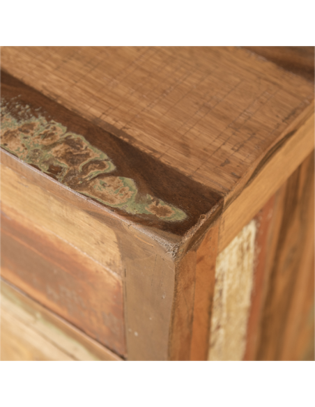 Commode en bois recyclé 2 portes et 2 tiroirs - H 85 * 90 * 45 cm