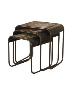 Tables gigognes en bois et métal recyclé