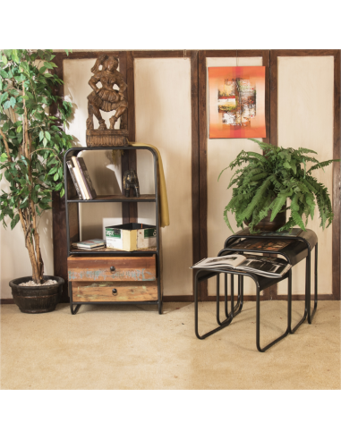 Bibliothèque en bois et fer recyclé - H 112 * 60 * 40 cm
