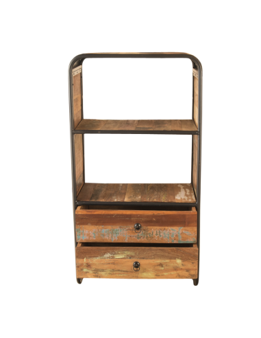 Bibliothèque en bois et fer recyclé - H 112 * 60 * 40 cm