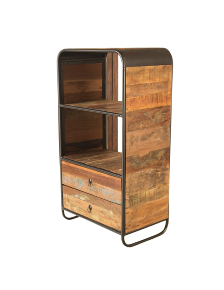Bibliothèque en bois et fer recyclé - H 112 * 60 * 40 cm