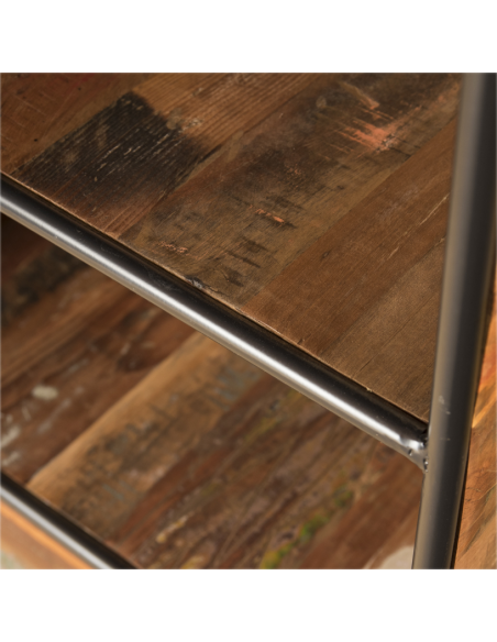 Bibliothèque en bois et fer recyclé - H 112 * 60 * 40 cm