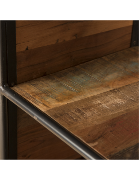 Bibliothèque en bois et fer recyclé - H 112 * 60 * 40 cm