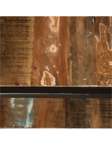 Table basse en bois et métal recyclé - H 35 x 100 x 50 cm