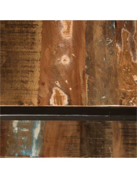 Table basse en bois et métal recyclé - H 35 x 100 x 50 cm