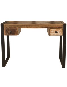 Bureau en bois recyclé à 2 tiroirs - H 77 x 110 x 50 2
