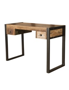 Bureau en bois recyclé à 2 tiroirs - H 77 x 110 x 50