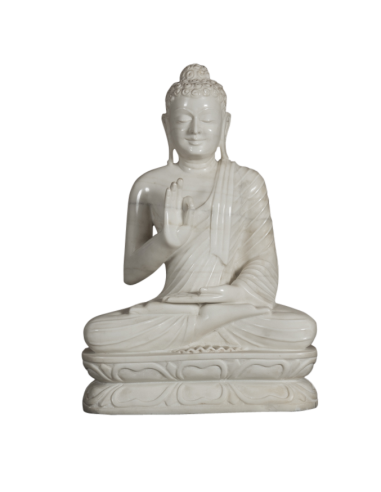 Buddha en marbre blanc "Vitarka Mudra"
