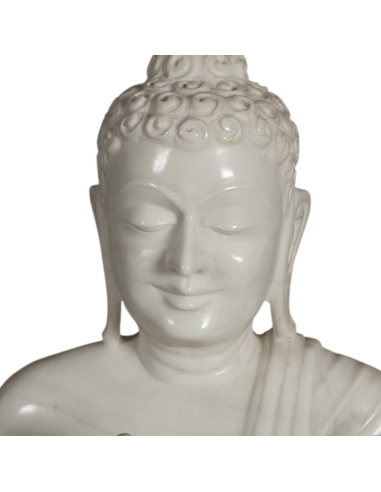 Buddha en marbre blanc "Vitarka Mudra"