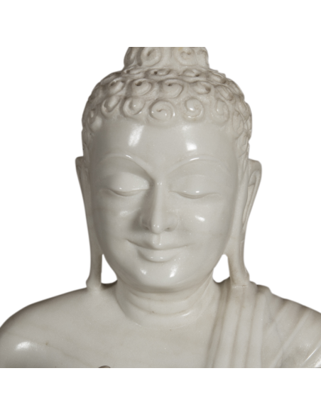 Buddha en marbre blanc "Vitarka Mudra"