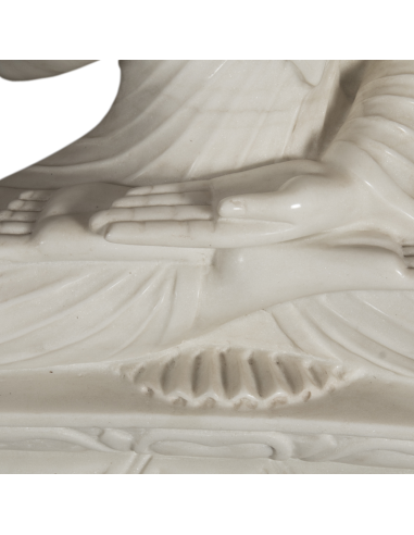 Buddha en marbre blanc "Vitarka Mudra"