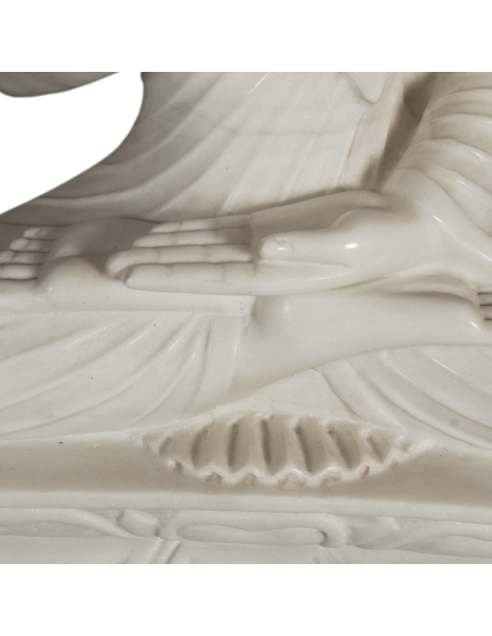 Buddha en marbre blanc "Vitarka Mudra"