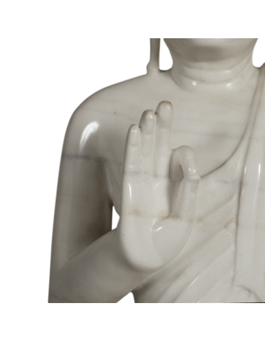 Buddha en marbre blanc "Vitarka Mudra"