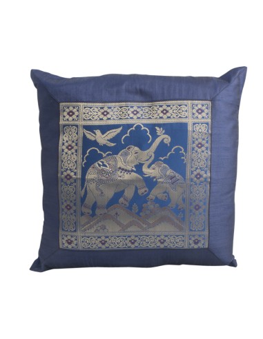Housse de coussin brodé "Eléphants qui jouent"