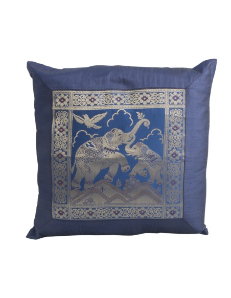Housse de coussin brodé "Eléphants qui jouent"