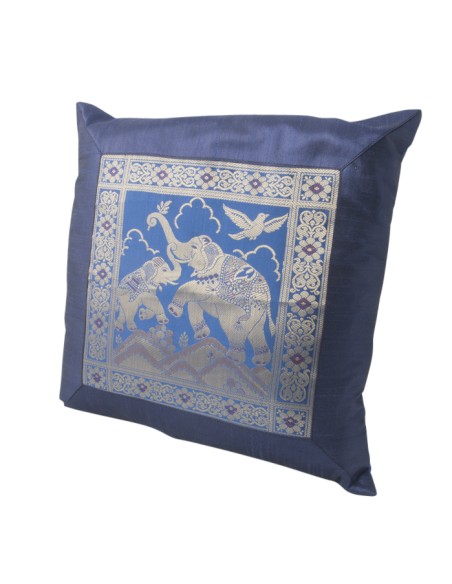 Housse de coussin brodé "Eléphants qui jouent"