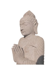 Tête de Buddha ancien en pierre volcanique 2