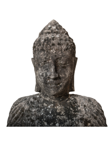 Tête de Buddha ancien en pierre volcanique