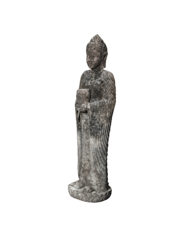 Tête de Buddha ancien en pierre volcanique