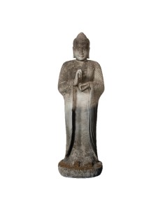 Tête de Buddha ancien en pierre volcanique