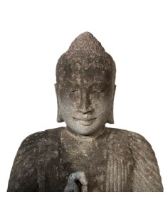 Tête de Buddha ancien en pierre volcanique 2