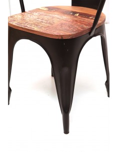 Chaise métal et bois recyclé 2