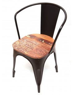Chaise métal et bois recyclé